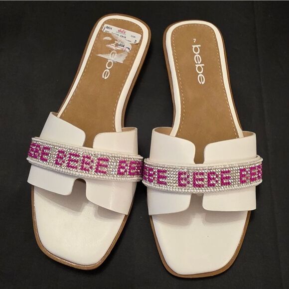 BRAND NEW BEBE RHINESTONE SLIDE SANDAL R3 - Picture 3 of 16